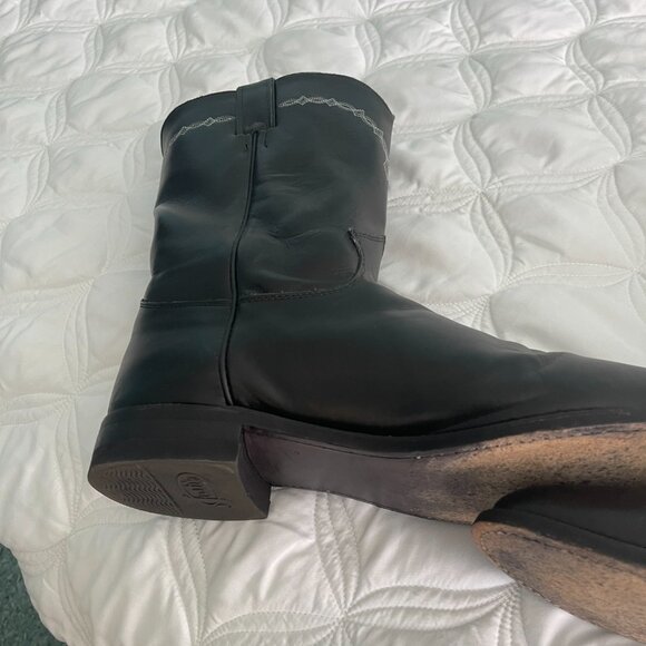 Justin Boots Men's 10" Ropers Round-toe Boot Black Size 11.5 - Picture 10 of 12